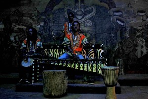 Musicisti Xhosa suonano con i loro tipici strumenti la kwela, divertente musica da ballo nata in Sudafrica negli anni quaranta , che ebbe origine dalla musica tradizionale africana e dal jazz. Nacque nelle strade delle township, i ghetti neri delle città, come musica di protesta contro l'apartheid, Villaggio Elundini, Sud africa 2012