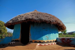 Primo piano di una capanna nel Villaggio Xhosa di Elundini, Sud africa 2012